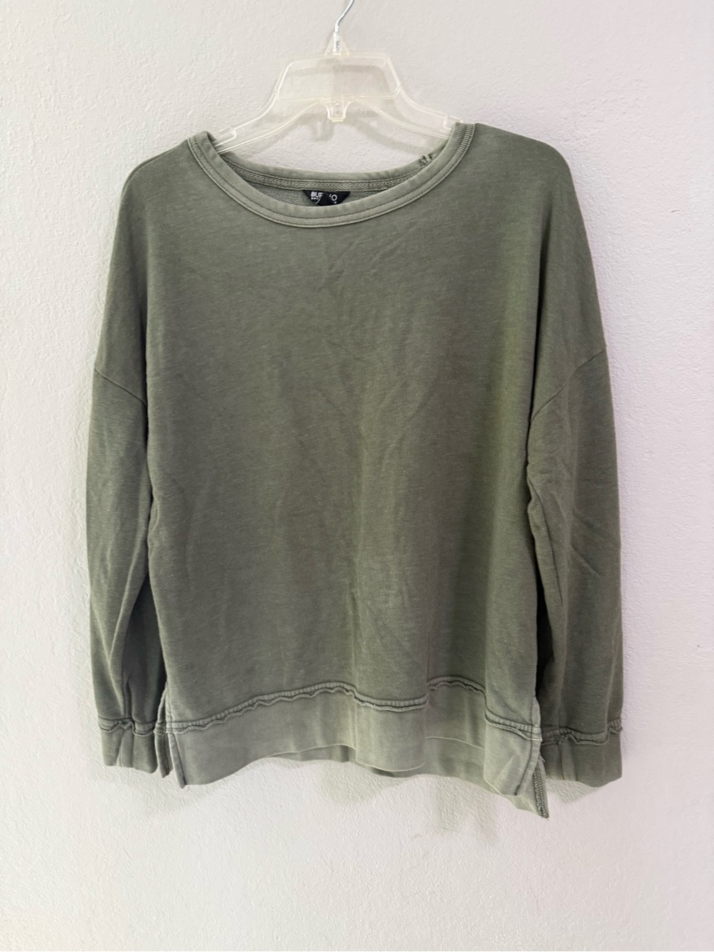 Buffalo David Bitton Olive Pullover Sweatshirt Relaxed Fit Size S